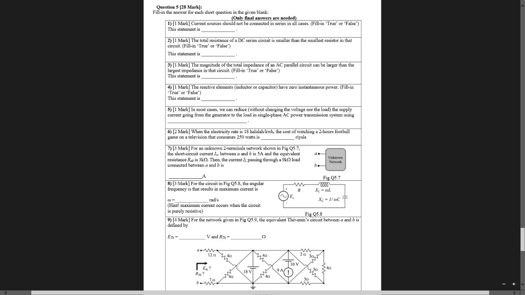 Solved Question 2 [18 Marks]: The circuit shown in Fig Q2.1 | Chegg.com