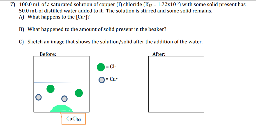 7) 100.0 mL of a saturated solution of copper (I) | Chegg.com