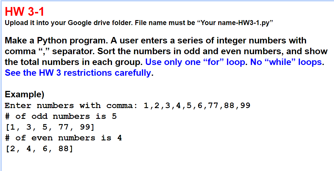 Solved HW 3-1 Upload it into your Google drive folder. File | Chegg.com
