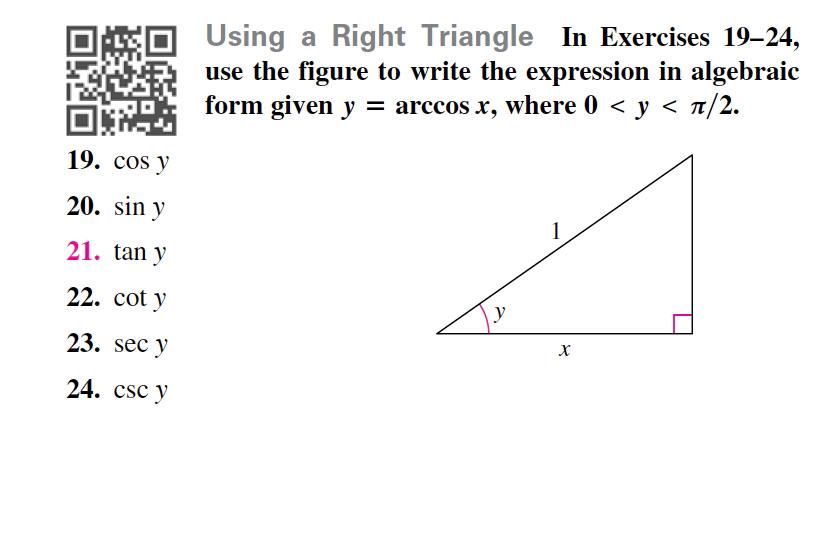 Solved Using a Right Triangle In Exercises 19-24, use the | Chegg.com