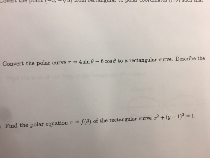 Solved Convert the polar curve r = 4 sin theta - 6 cos theta | Chegg.com