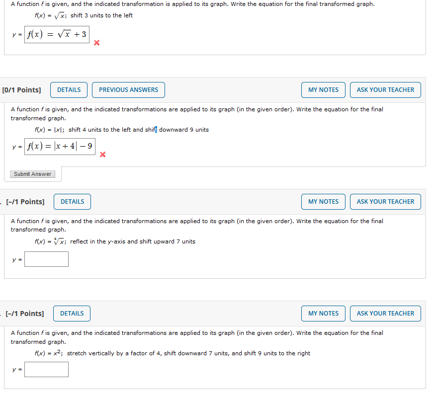 Solved Pre Calculus: What's wrong with my function? I put | Chegg.com