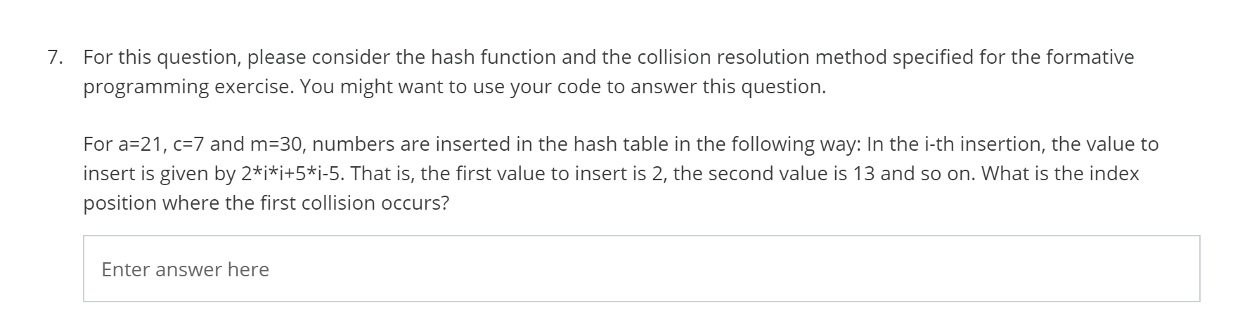 Solved 7. For this question, please consider the hash | Chegg.com