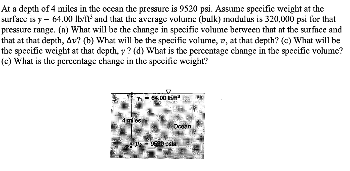 Solved At a depth of 4 miles in the ocean the pressure is