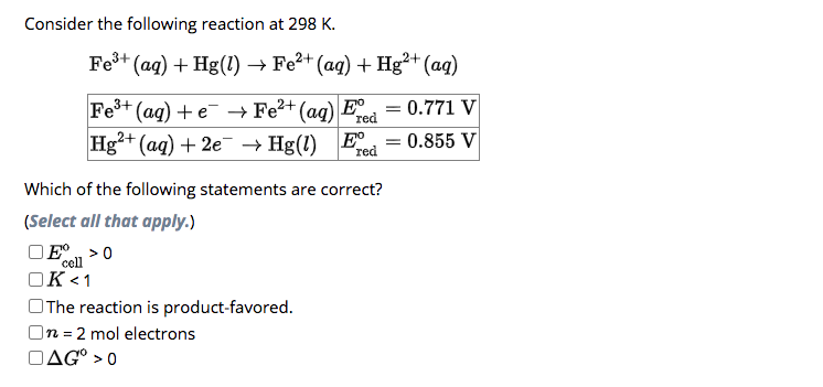 Solved Consider The Following Reaction At 298 K. | Chegg.com