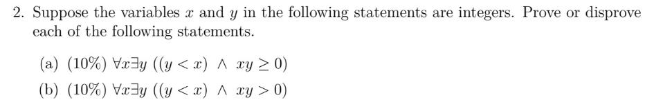 Solved 2. Suppose the variables x and y in the following | Chegg.com