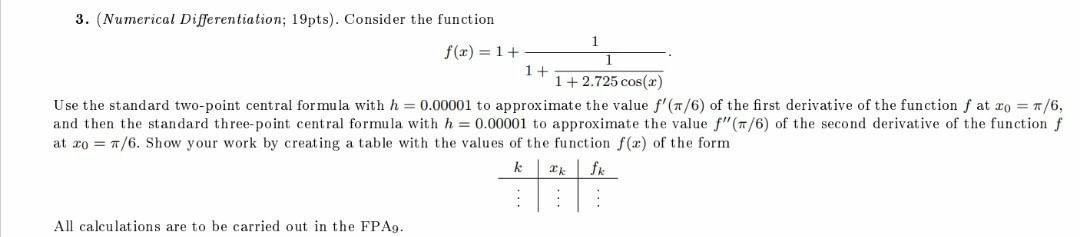 Solved 3. (Numerical Differentiation; 19pts). Consider the | Chegg.com