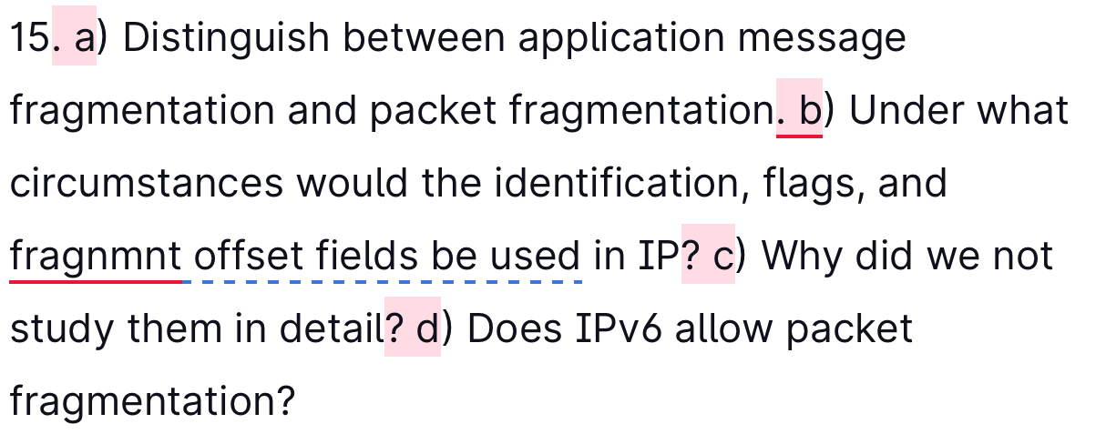 Solved 15. a) Distinguish between application message | Chegg.com