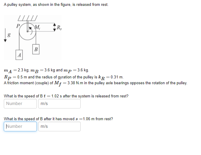 Solved A Pulley System, As Shown In The Figure, Is Released | Chegg.com