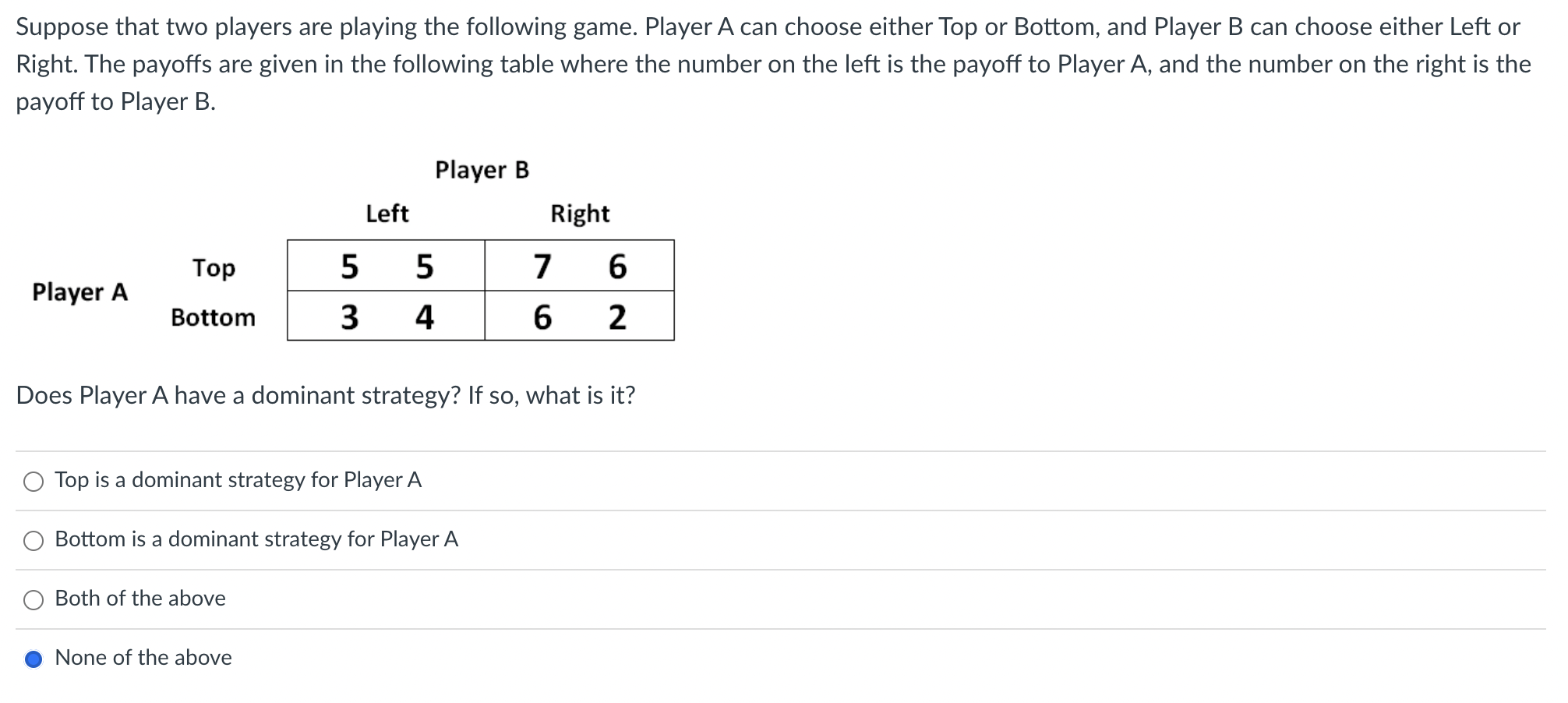 Solved 2) Does Player B Have A Dominant Strategy? If So, | Chegg.com