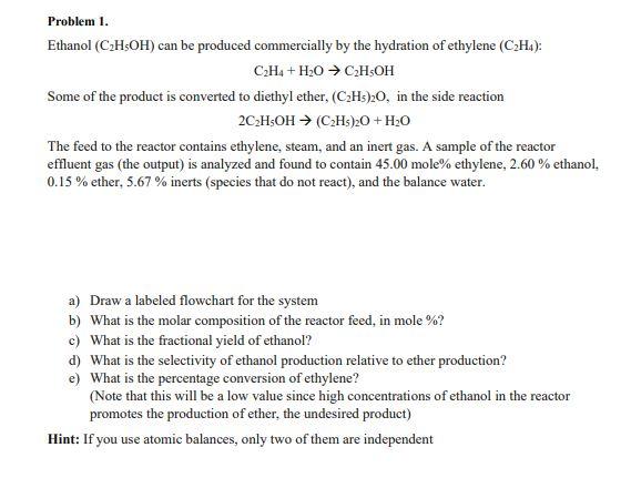 Solved questions, a,b,c,d,e use 110 moles of effluent gas as | Chegg.com