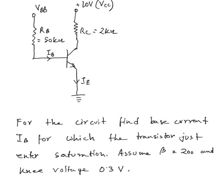 Solved VBB + lov (Vc) RB Rc = 2k2 = Goku IB TIE IB for For | Chegg.com