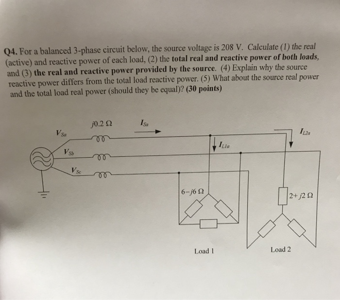 Solved Q4. For a balanced 3-phase circuit below, the source | Chegg.com