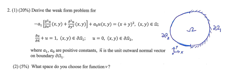 2 1 Derive The Weak Form Problem For 01 Chegg Com