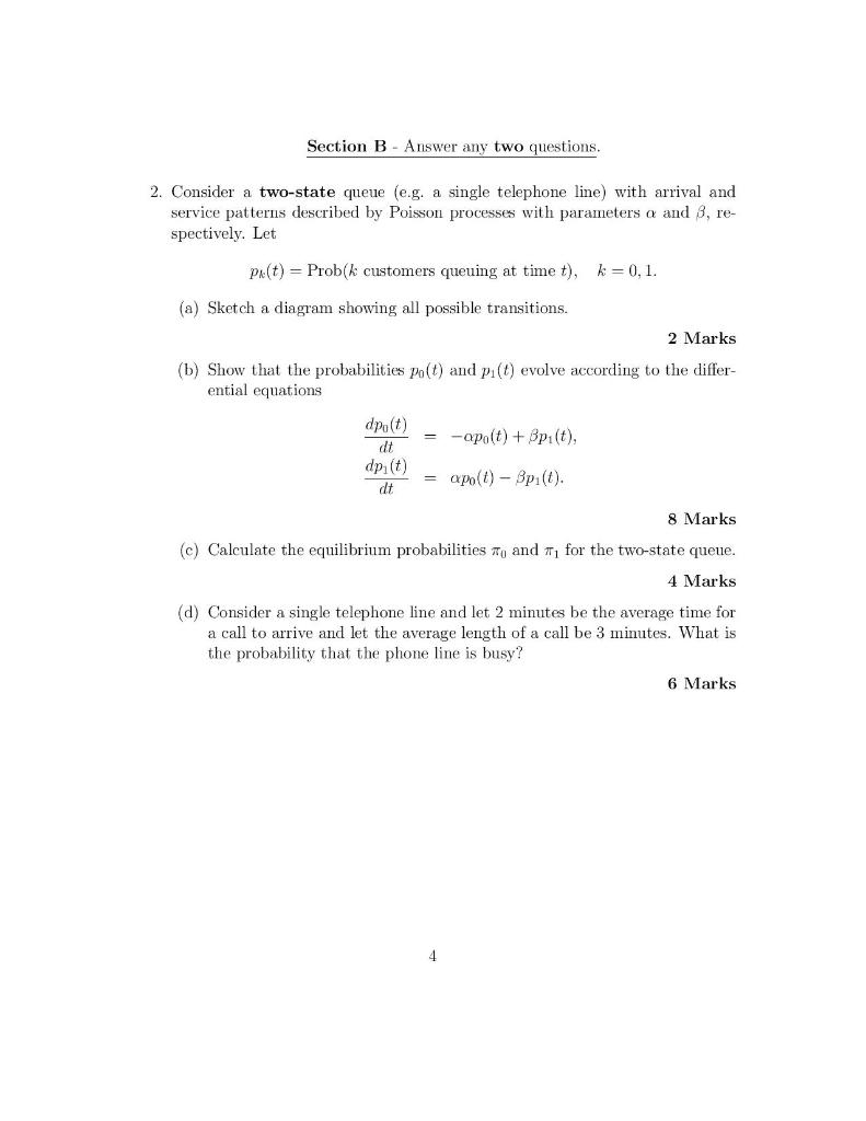 Solved Section B - Answer Any Two Questions. 2. Consider A | Chegg.com