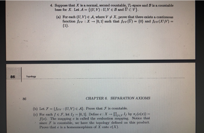 Solved 4. Suppose that X is a normal, second countable, T | Chegg.com