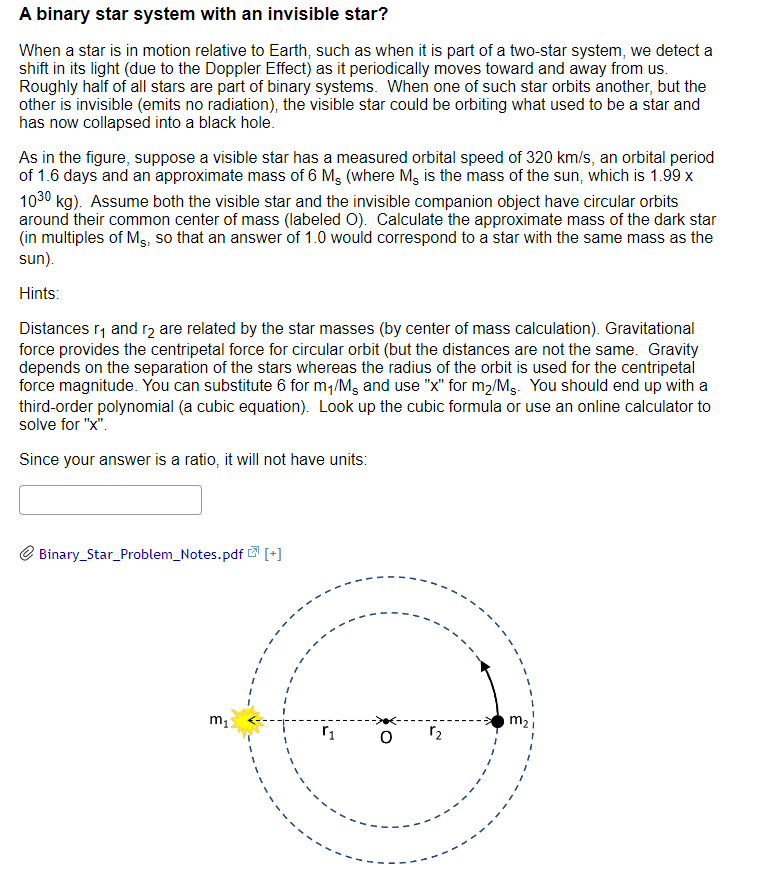 Solved A binary star system with an invisible star? When a | Chegg.com