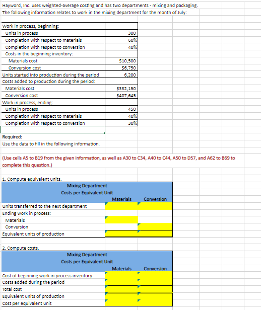 Solved Hayword Inc Uses Weighted Average Costing And Has 4507