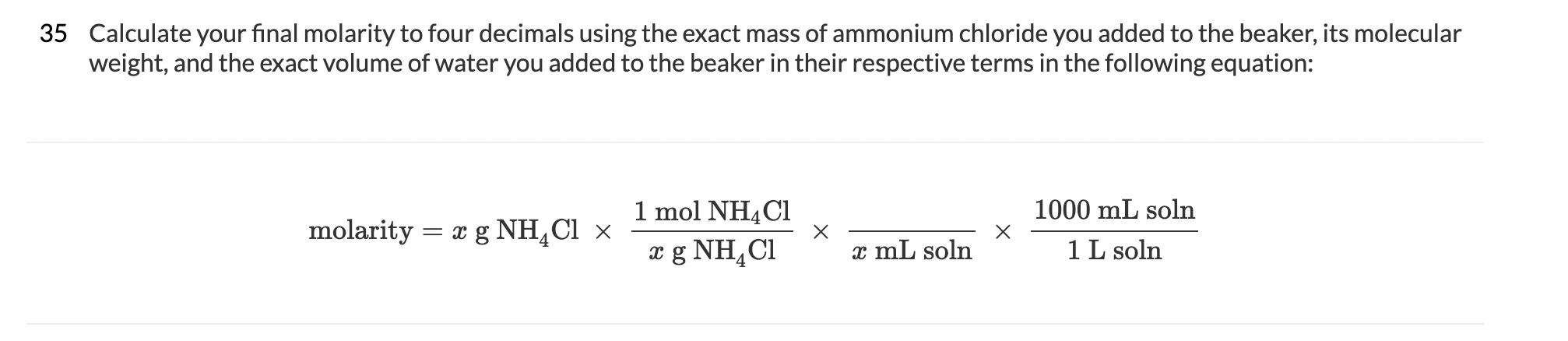 Amount Of Ammonium Chloride Added Was 1474 I Added 8019