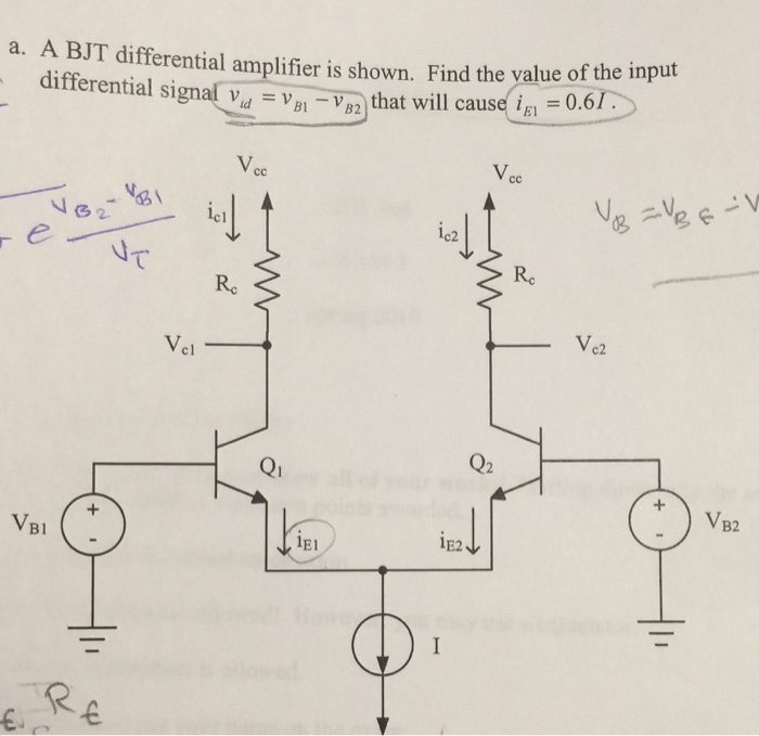 Solved a. A BJT differential amplifier is shown. Find the | Chegg.com