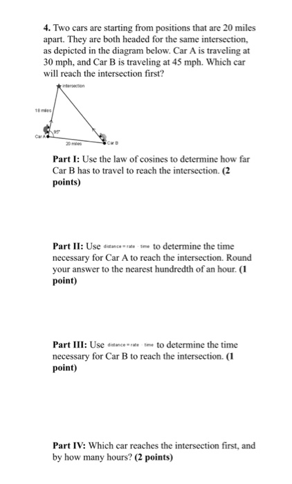 Solved 4. Two cars are starting from positions that are 20 Chegg