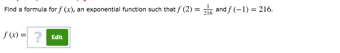Solved Find a formula for f (x), an exponential function | Chegg.com