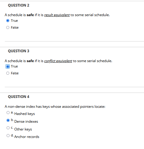 Solved QUESTION 2 A schedule is safe if it is result | Chegg.com