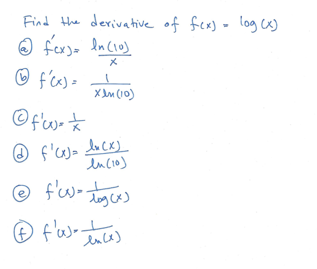 find derivative of log