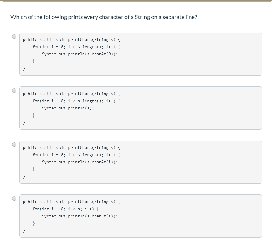 Solved Which of the following prints every character of a | Chegg.com