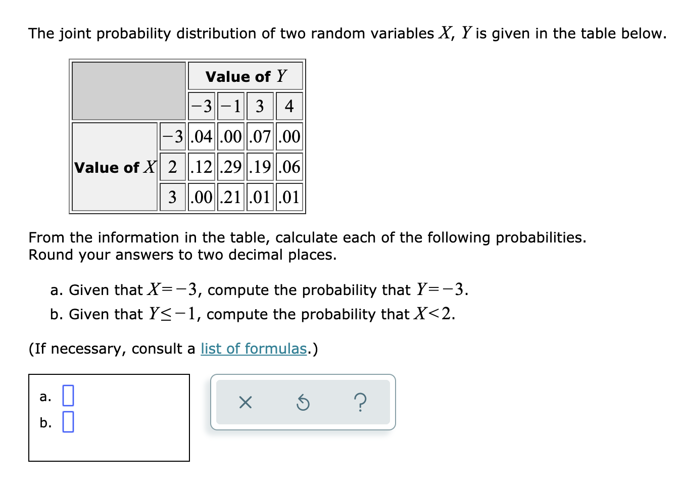 Solved The joint probability distribution of two random | Chegg.com