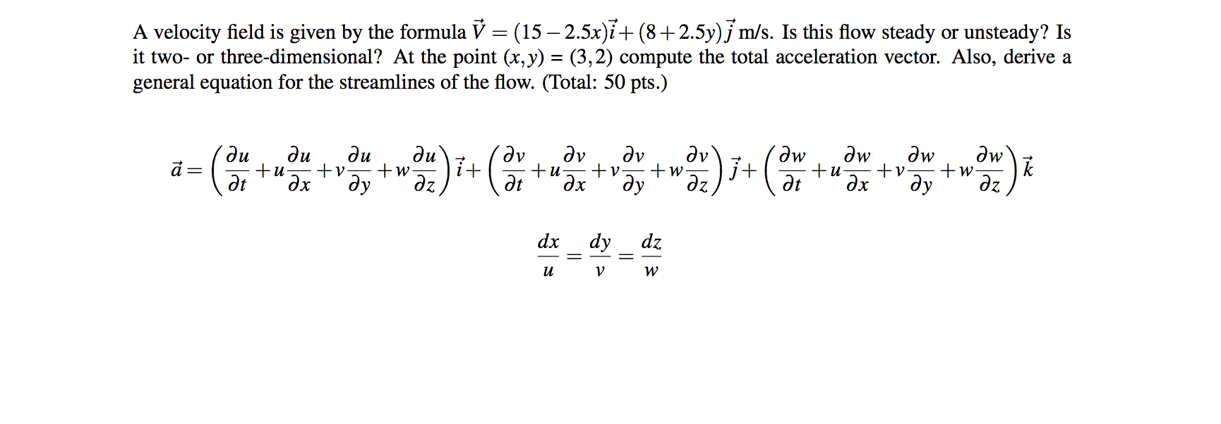 Solved A Velocity Field Is Given By The Formula V 15 Chegg Com