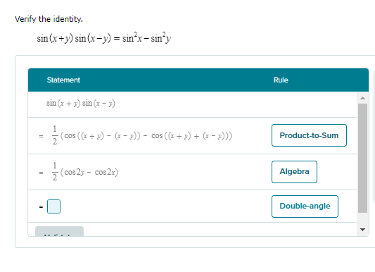 Verify the identity. \[ \sin (x+y) \sin (x-y)=\sin ^{2} x-\sin ^{2} y \]