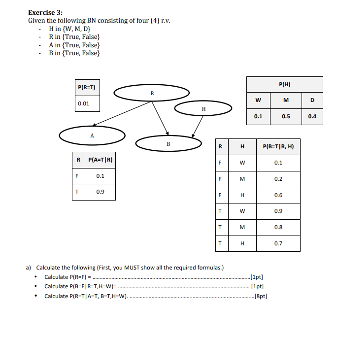 Exercise 2 Considering The Following Bayesian Net Chegg Com