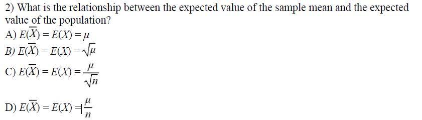 the expected value of x is equal to the mean