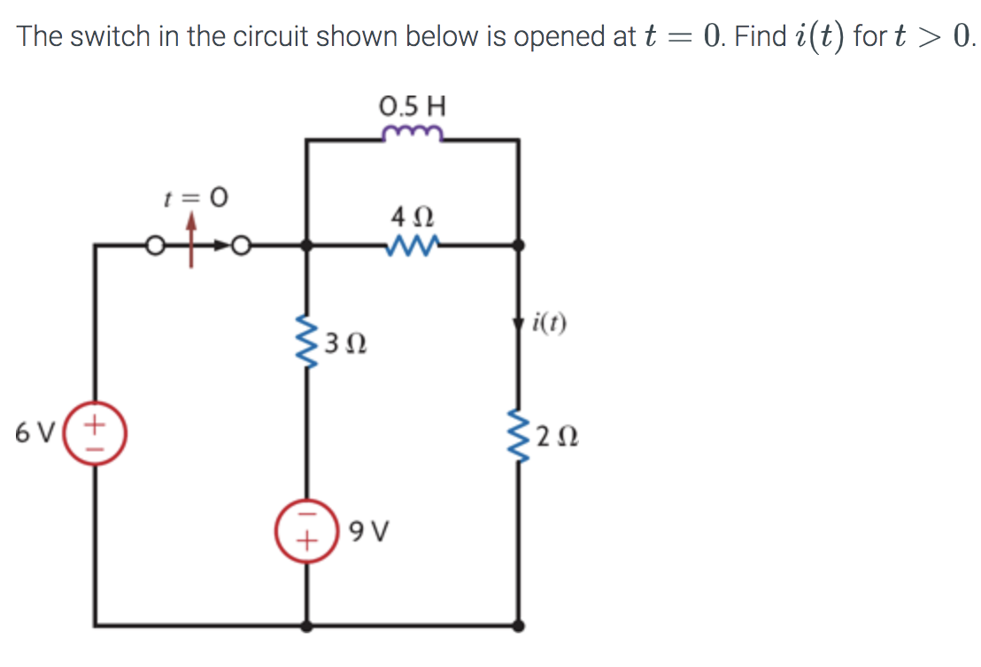 Solved The switch in the circuit shown below is opened at | Chegg.com
