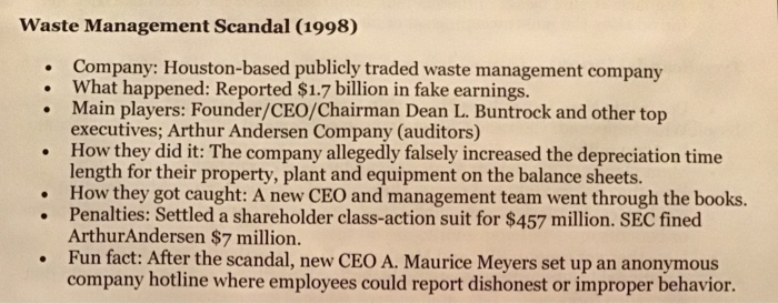 waste management scandal 1998 case study