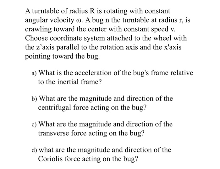 Solved A Turntable Of Radius R Is Rotating With Constant | Chegg.com