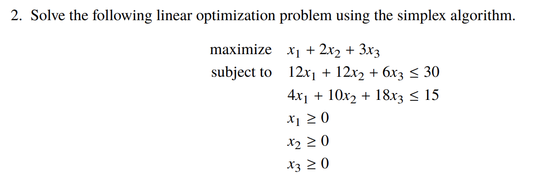 Solved 2. Solve the following linear optimization problem | Chegg.com