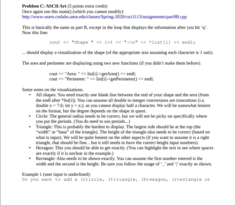 Problem C: ASCII Art (5 points extra credit) Once | Chegg.com