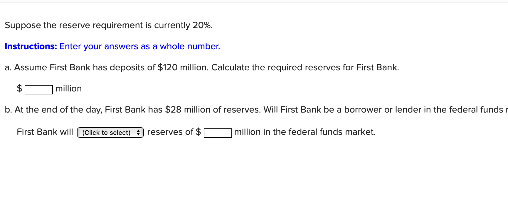 Solved Suppose The Reserve Requirement Is Currently 20%. | Chegg.com