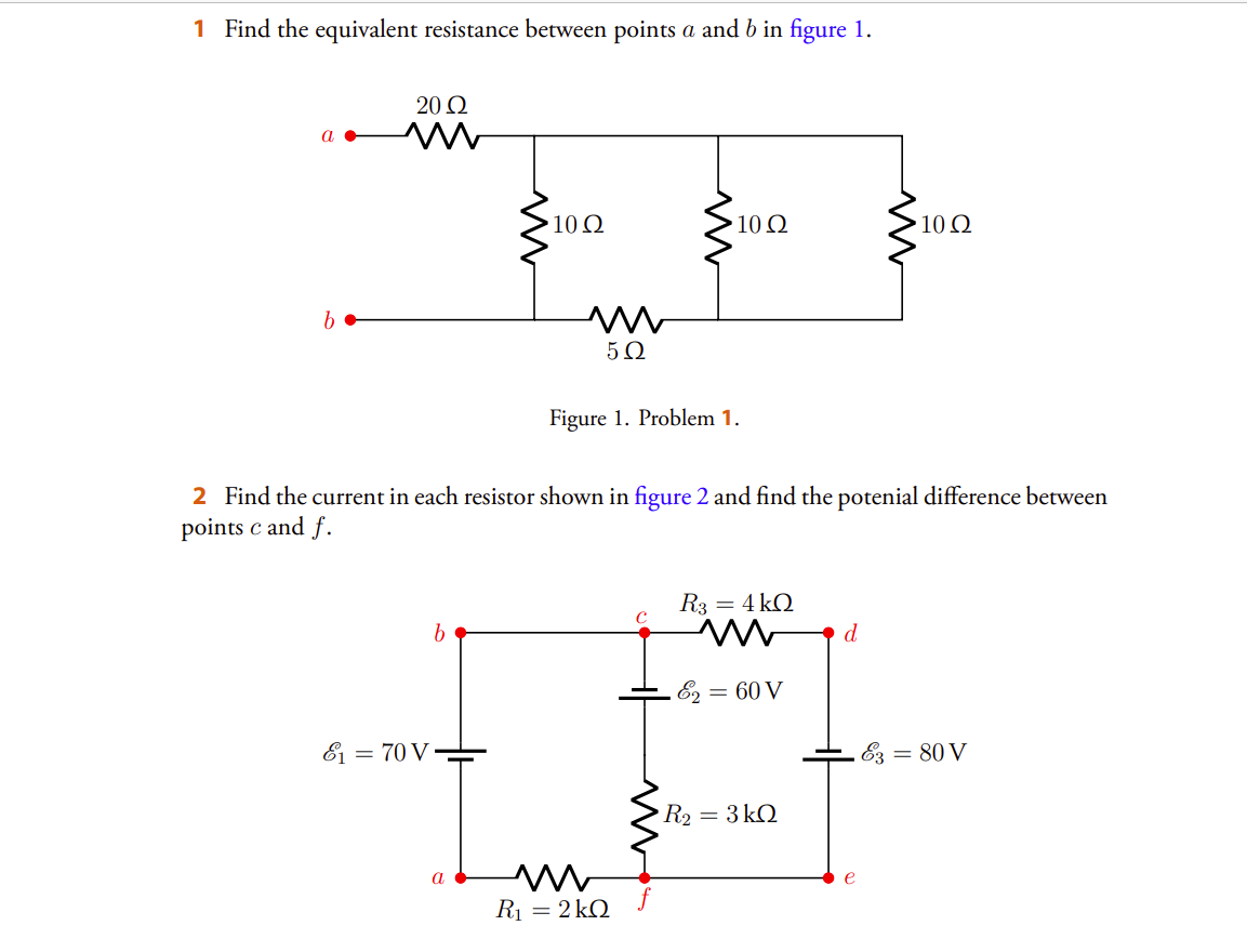 Solved 1 Find the equivalent resistance between points a and | Chegg.com