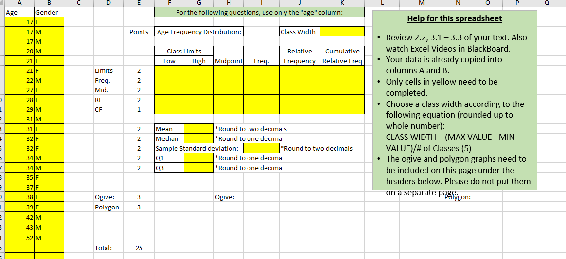 Help for this spreadsheet - Review 2.2, 3.1 - 3.3 of | Chegg.com