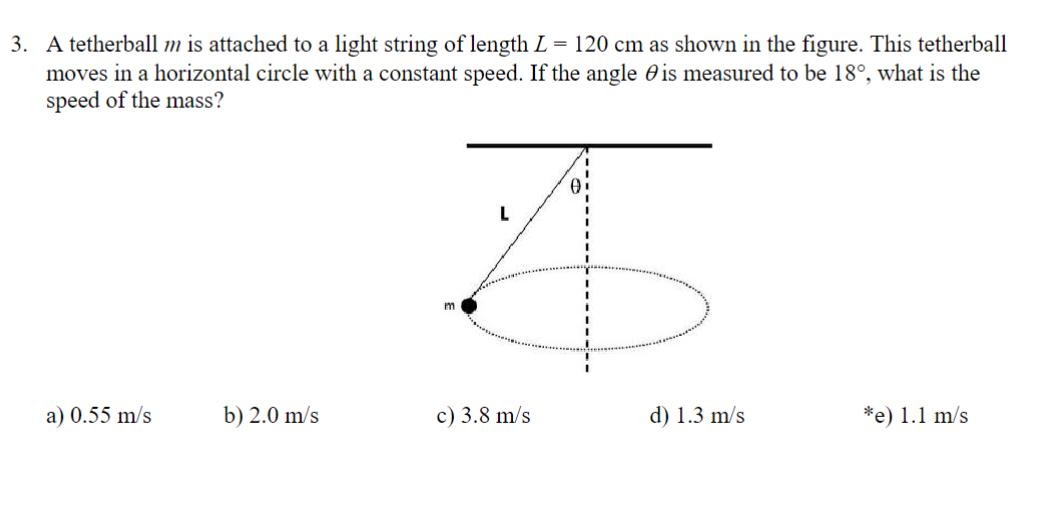 Solved 3. A tetherball m is attached to a light string of