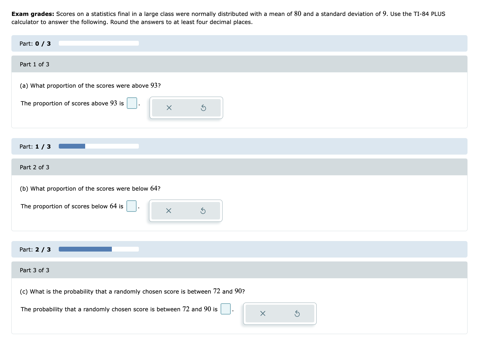 Solved Exam grades: Scores on a statistics final in a large | Chegg.com
