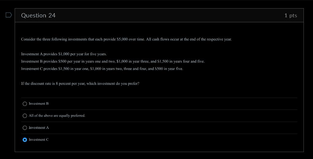 Solved Investment A Investment C