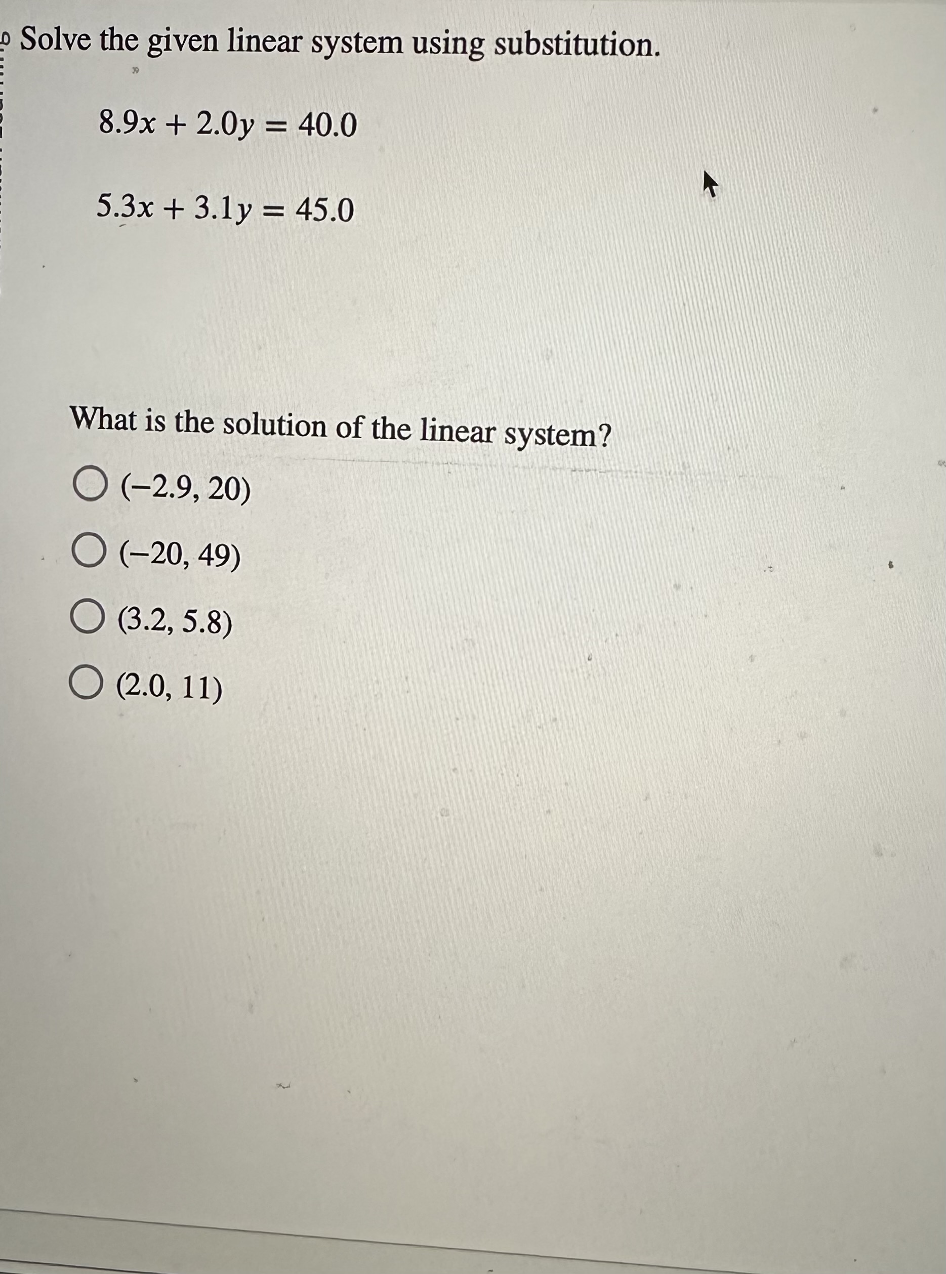 Solved Solve the given linear system using | Chegg.com
