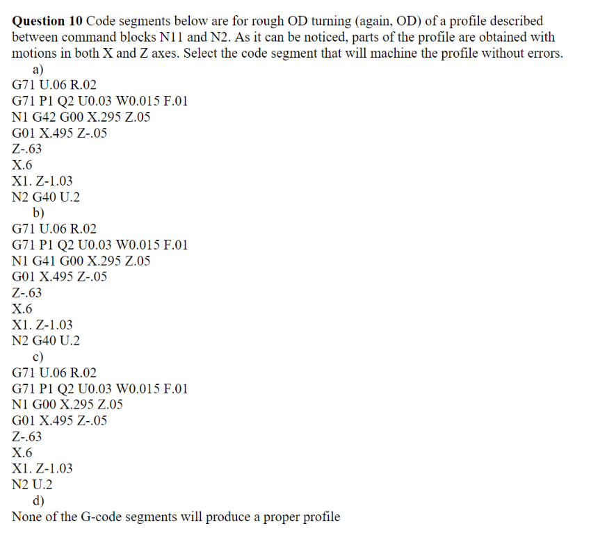 Solved Question 10 Code segments below are for rough OD | Chegg.com