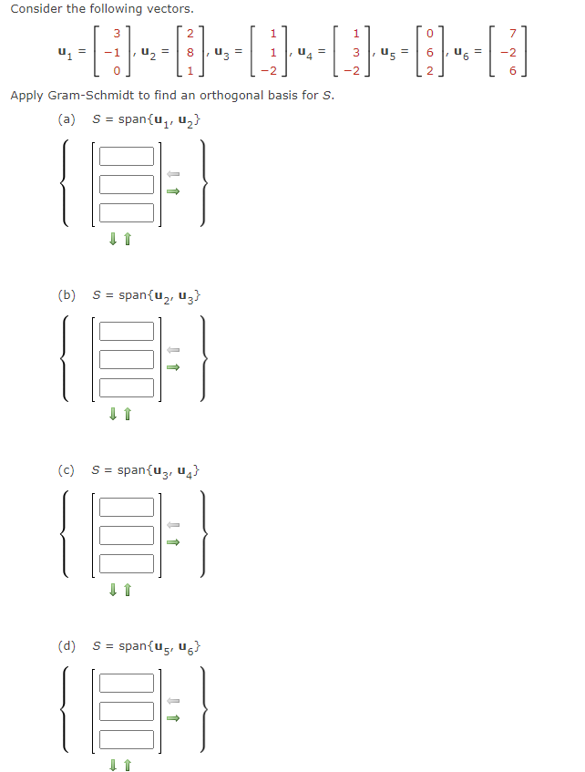 Solved Consider The Following Vectors. | Chegg.com