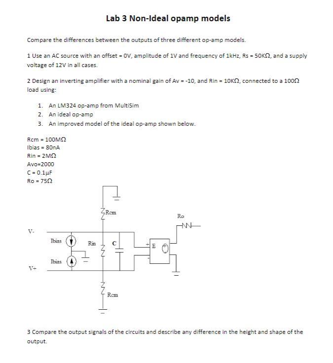 Solved 1 Use an AC source with an offset =0 V, amplitude of | Chegg.com