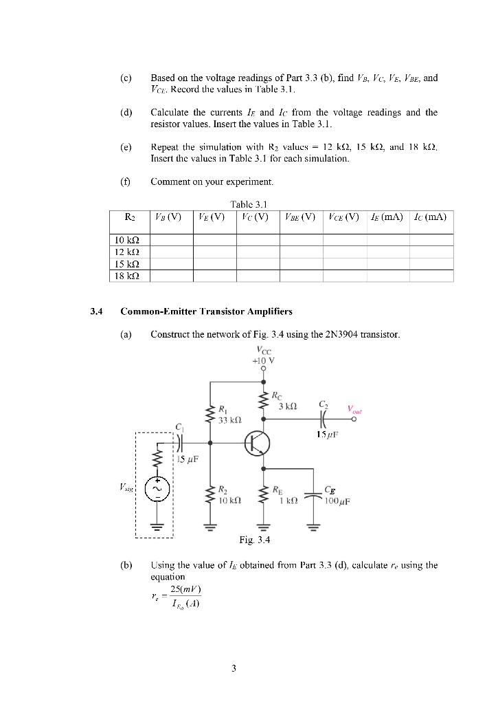 Solved EXPERIMENT 2: BIPOLAR JUNCTION TRANSISTOR 1) | Chegg.com